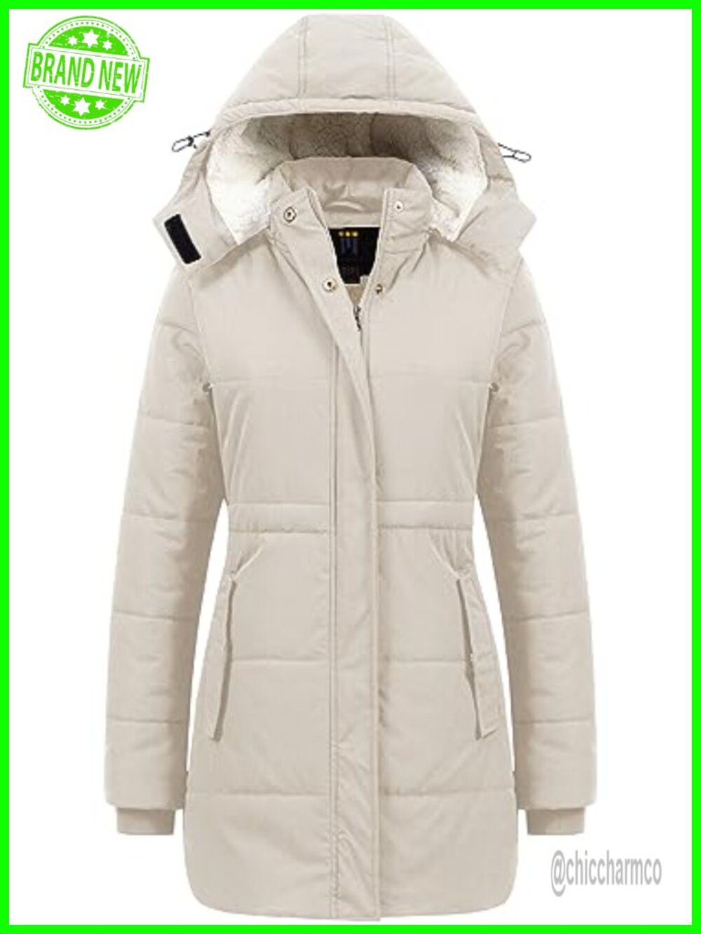 CREATMO US Women's Thicken Sherpa Winter Coat Puffy Warm Snow Jacket With